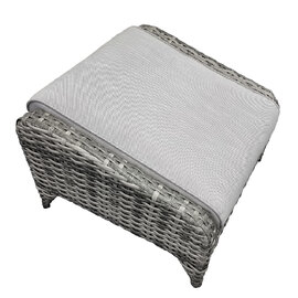 Savvy Rattan Outdoor Ottoman With Cushion In Grey