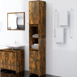 Sayreville Wooden Bathroom Cabinet With 2 Doors With Handle - Smoked Oak