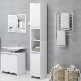 Sayreville Wooden Bathroom Cabinet With 2 Doors Without Handle - White