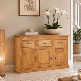 Sazelo Wooden Sideboard with 3 Doors in Stained Wax