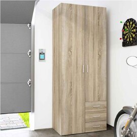 Scalia Wooden Wardrobe With 2 Doors 3 Drawers In Oak