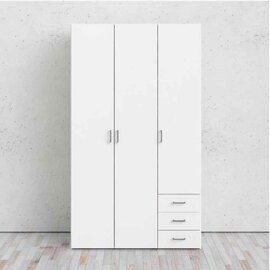 Scalia Wooden Wardrobe With 3 Doors 3 Drawers In White