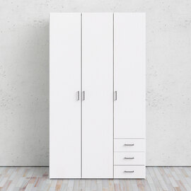 Scalia Wooden Wardrobe With 3 Doors 3 Drawers In White