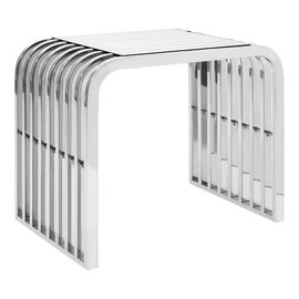 Sceptrum Curved Clear Glass End Table With Steel Frame