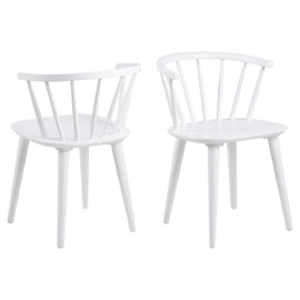 Scribner White Wooden Dining Chairs In Pair