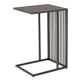 Seattle Wooden Side Table In Black Marble Effect