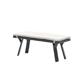 Sedalia Aluminium Garden Seating Bench With Cushion In Dark Grey