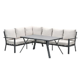 Sedalia Aluminium Left Hand Garden Corner Lounge Set In Sand