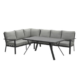 Sedalia Aluminium Left Hand Garden Corner Lounge Set In Dark Grey