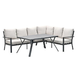 Sedalia Aluminium Right Hand Garden Corner Lounge Set In Sand
