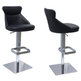 Sedalia Black Faux Leather Bar Chairs In Pair