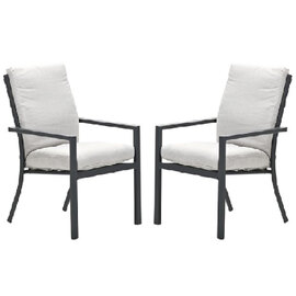 Sedalia Dark Grey Aluminium Dining Chairs With Cushion In Pair