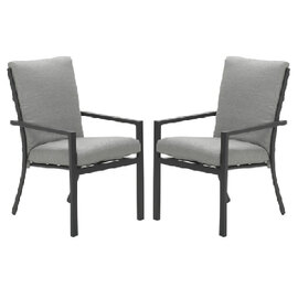 Sedalia Light Grey Aluminium Dining Chairs With Cushion In Pair