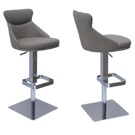 Sedalia Taupe Faux Leather Bar Chairs In Pair