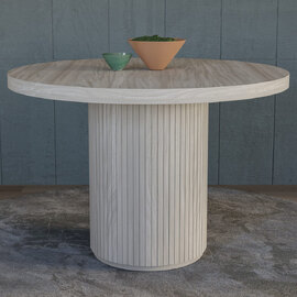 Sedalia Wooden Round Dining Table In Whitewash