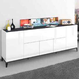 Seffner High Gloss Storage Cabinet With 6 Doors In White And Slate