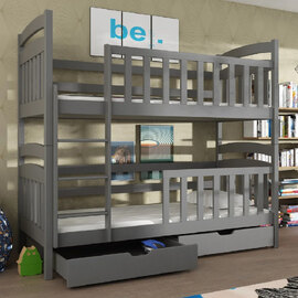 Seguin Wooden Bunk Bed With Foam Mattress In Graphite