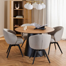 Seguin Wooden Dining Table With 4 Dallas Beige Chairs In Oak