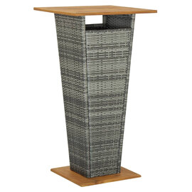 Selah 60cm Wooden Top Bar Table With Poly Rattan Base In Grey