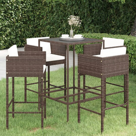 Selah Small Glass Top Bar Table With 4 Avyanna Chairs In Brown