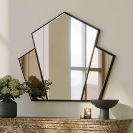 Selfish Glass Wall Mirror with Bronze Wooden Frame