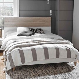 Selkirk Wooden Double Bed - Matt White And Oak