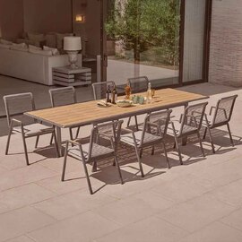 Selma Aluminium Garden 8 Seater Dining Set in Grey and Oak