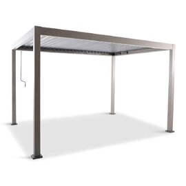 Selma Aluminium Garden BBQ Gazebo 4m x 3m with Light in Birch Effect