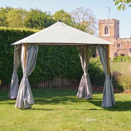Selma Fabric Gazebo 3m x 3m with Solar Lights in Grey