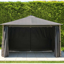 Selma Fabric Gazebo 4m x 3m with Solar Lights in Grey and Birch