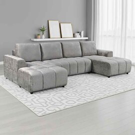 Selmira Fabric U Shape Corner Sofa in Grey