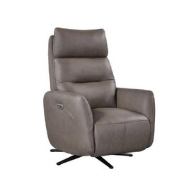 Seneca Leather Electric Recliner Chair In Dark Taupe