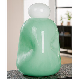 Senoia Glass Candy Vase - Light Green And White