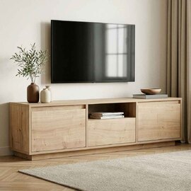 Sentinel Wooden TV Stand with 3 Doors in Sapphire Oak