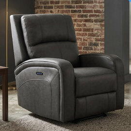 Seoul Fabric Electric Recliner 1 Seater Sofa in Grey