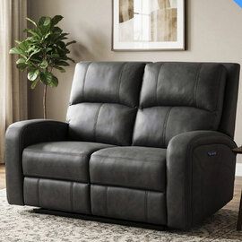 Seoul Fabric Electric Recliner 2 Seater Sofa in Grey