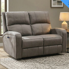 Seoul Fabric Electric Recliner 2 Seater Sofa in Taupe