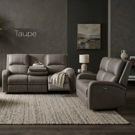 Seoul Fabric Electric Recliner 3+2 Seater Sofa Set in Taupe