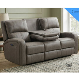 Seoul Fabric Electric Recliner 3 Seater Sofa in Taupe