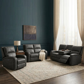 Seoul Fabric Electric Recliner Sofa Suite in Grey