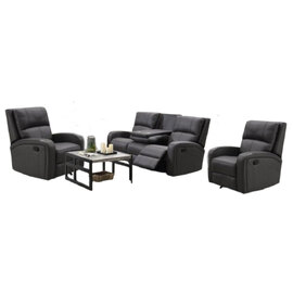 Seoul Fabric Recliner 3+1+1 Seater Sofa Set In Grey