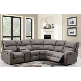 Seoul Fabric Recliner Corner Sofa Suite In Taupe