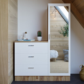 Serano Wooden Hallway With 1 Glass Door 3 Drawers In Atlantic Pine And White