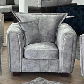 Sevilla Fabric 1 Seater Sofa In Silver Grey