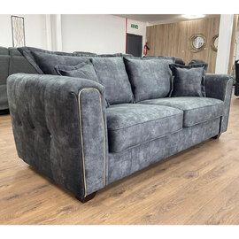 Sevilla Fabric 3 Seater Sofa In Charcoal Black