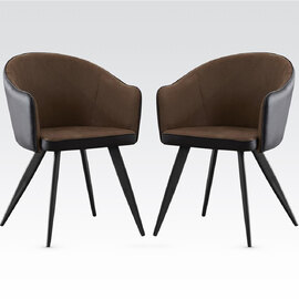 Sevilla PU Leather Dining Chairs In Pair - Brown