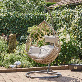 Sewanee Garden Weave Hanging Egg Chair with Cushion in Sand