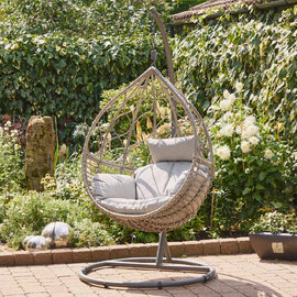 Sewanee Garden Weave Hanging Egg Chair with Cushion in Stone