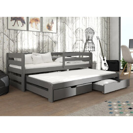 Sewell Wooden Day Bed With Foam Mattress And Trundle In Graphite