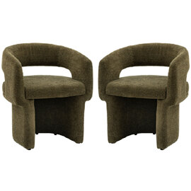 Shafter Green Fabric Dining Chairs In Pair